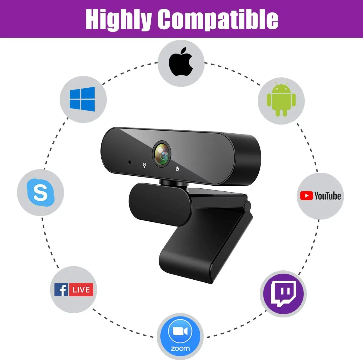 1440P HD Webcam with Microphone, Streaming Computer Web Camera USB PC Desktop Laptop Webcam with Stand/Privacy Cover/Tripod Stand, Autofocus, Noise Reduction for Video Calling/Zoom/Meeting