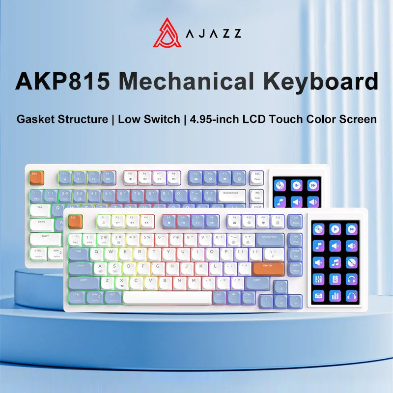 Ajazz AKP815 Wired Gaming Mechanical Keyboard RGB 81 Keys Color Screen Layout Gamer Keyboard Custom Gasket for Pc Laptop