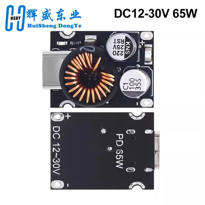 Support PD3.0 (PPS) 65W fast charge module Qualcomm QC2.0 and QC3.0 output protocol Type-C interface Fast protocol FCP SCP AFC