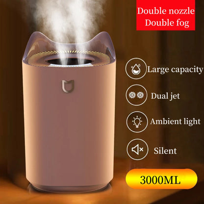 3000Ml Dual Jet Air Humidifier Large Capacity Atomizer Ultrasonic Aroma Diffuser Cool Mist Maker Air Humificador Purifier