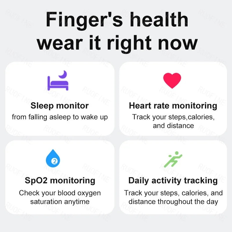 Qring Smart Ring R08 Women's Men Remote Control Electronic Swimming Blood Pressure Monitor Temperature Sleep Tracker Android IOS