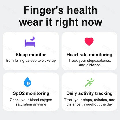 Qring Smart Ring R08 Women's Men Remote Control Electronic Swimming Blood Pressure Monitor Temperature Sleep Tracker Android IOS