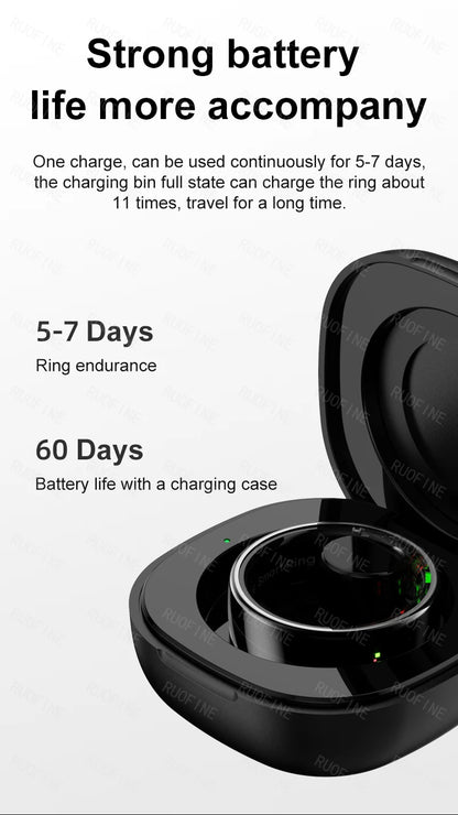 Qring Smart Ring R08 Women's Men Remote Control Electronic Swimming Blood Pressure Monitor Temperature Sleep Tracker Android IOS