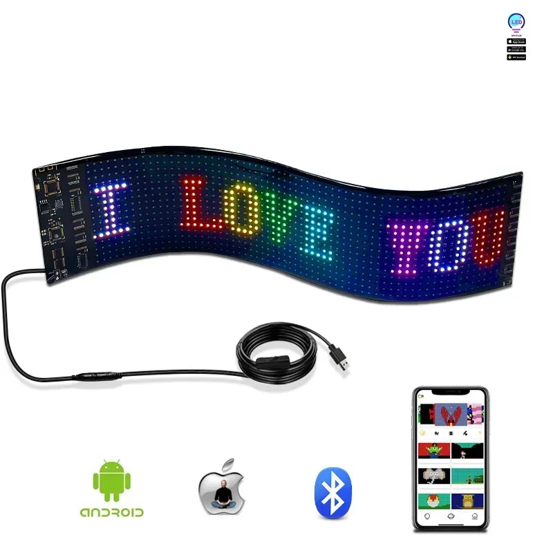 BOTAI Programmable App Control Flexible LED Sign Board Customize  Sign Display Smart  Screen Car Panel led matrix