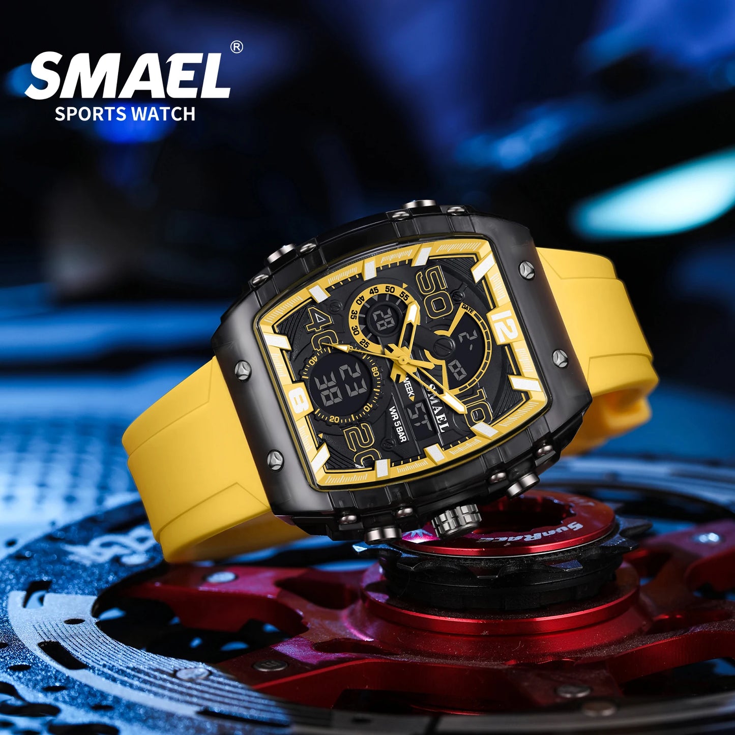 SMAEL 8109 New Men's Watch Multifunctional Sports 50M Waterproof Dual Display LED Night Light Leisure Student Electronic Watch