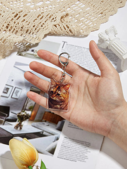 Cute Memes Adorable Funny Cat Keychain Handmade Bag Phone Acrylic Pendant Student Girls Gift For Friends Fahion Jewelry