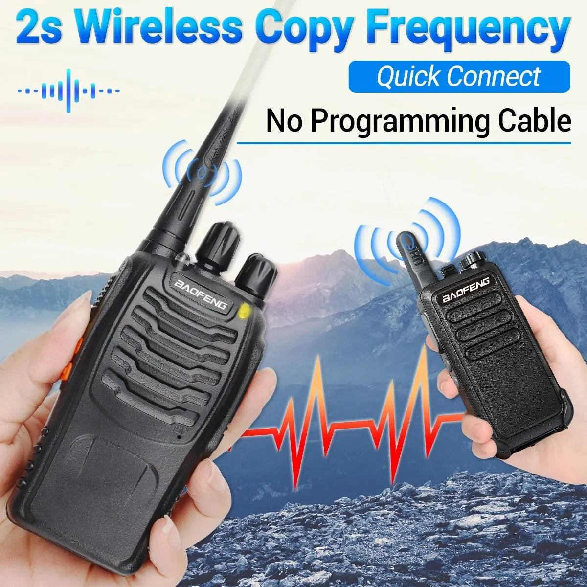 Baofeng BF-888S Pro Walkie Talkie Wireless Copy Frequency Long Range Portable UHF 400-470MHz Ham Two Way Radio for Camping Hotel