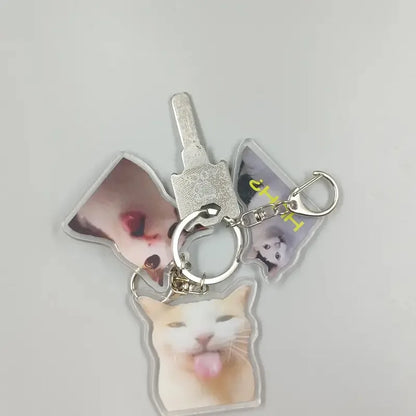 Cute Memes Adorable Funny Cat Keychain Handmade Bag Phone Acrylic Pendant Student Girls Gift For Friends Fahion Jewelry