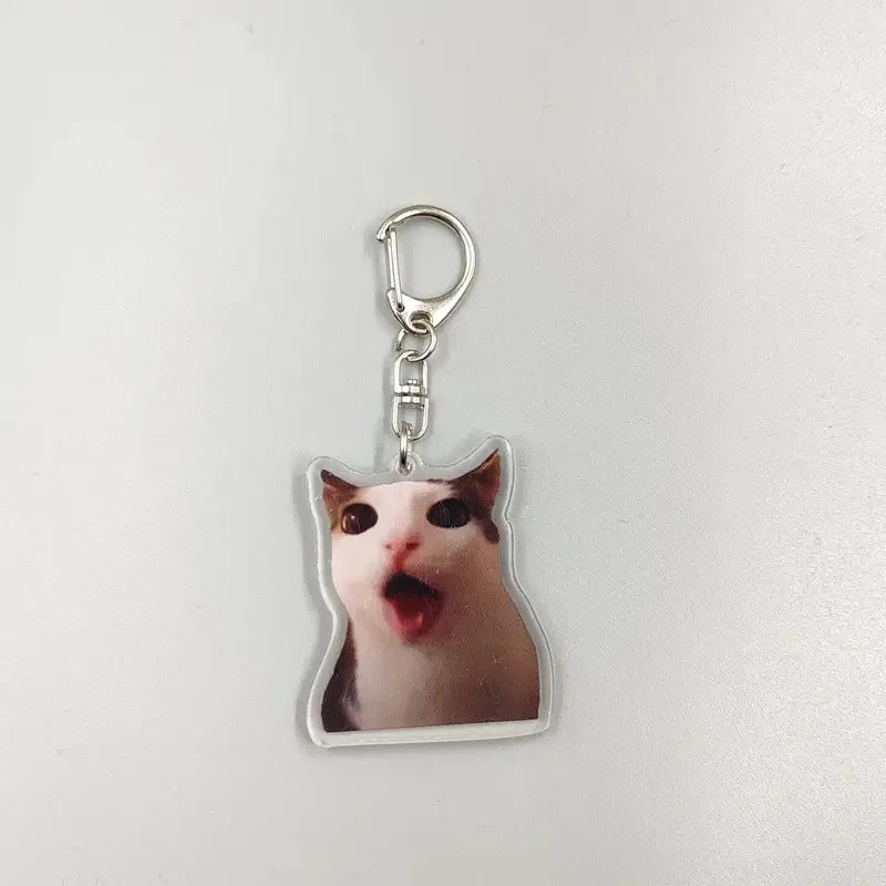 Cute Memes Adorable Funny Cat Keychain Handmade Bag Phone Acrylic Pendant Student Girls Gift For Friends Fahion Jewelry