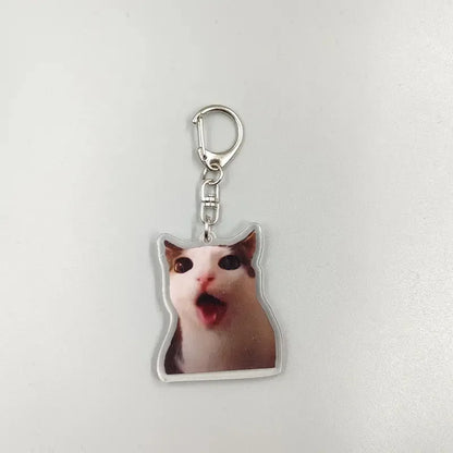 Cute Memes Adorable Funny Cat Keychain Handmade Bag Phone Acrylic Pendant Student Girls Gift For Friends Fahion Jewelry