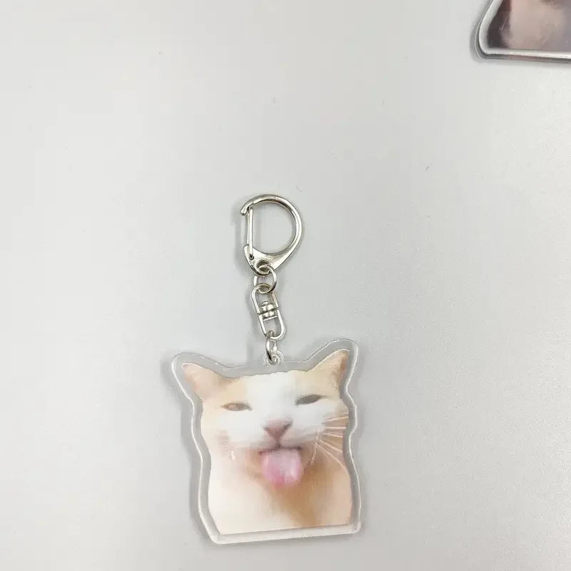 Cute Memes Adorable Funny Cat Keychain Handmade Bag Phone Acrylic Pendant Student Girls Gift For Friends Fahion Jewelry