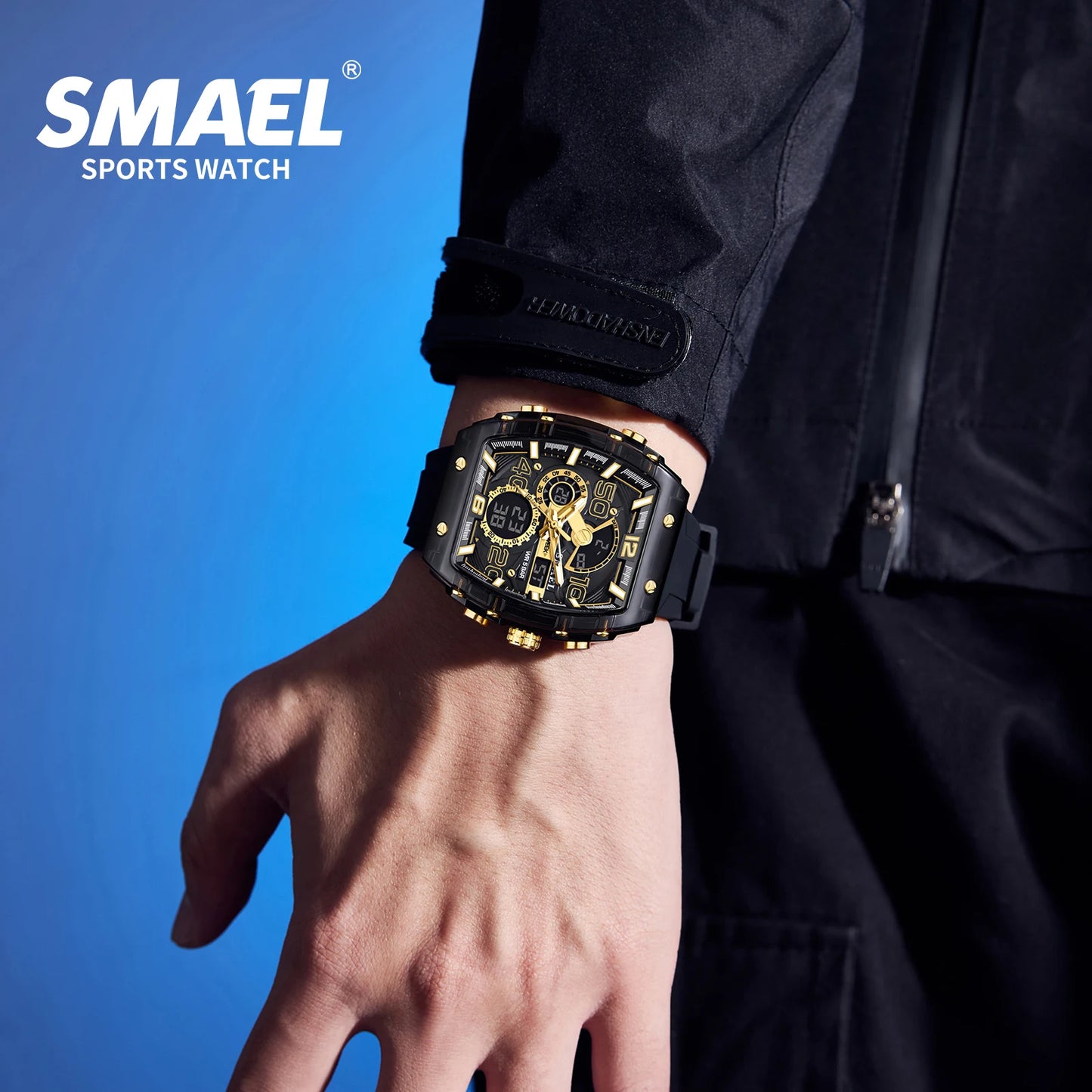 SMAEL 8109 New Men's Watch Multifunctional Sports 50M Waterproof Dual Display LED Night Light Leisure Student Electronic Watch