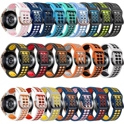 Silicone Strap for Samsung Galaxy Watch 6 4 Classic 47mm 43mm 46mm 42mm 5 Pro 45mm Two-Color Bracelet Watch 7/6/5/4 44mm 40mm