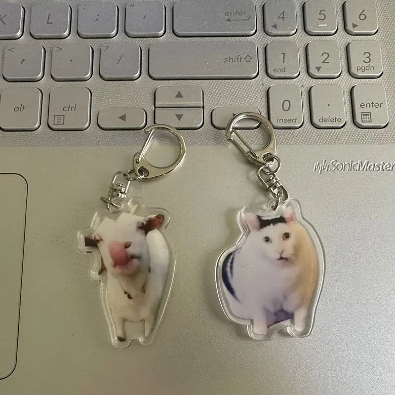 Cute Memes Adorable Funny Cat Keychain Handmade Bag Phone Acrylic Pendant Student Girls Gift For Friends Fahion Jewelry