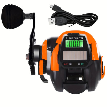 1pc Electronic Baitcasting Fishing Reel, LED Screen USB & Solar Charging, High Speed 7.2:1 7+1BB 10kg Drag Waterproof Saltwater