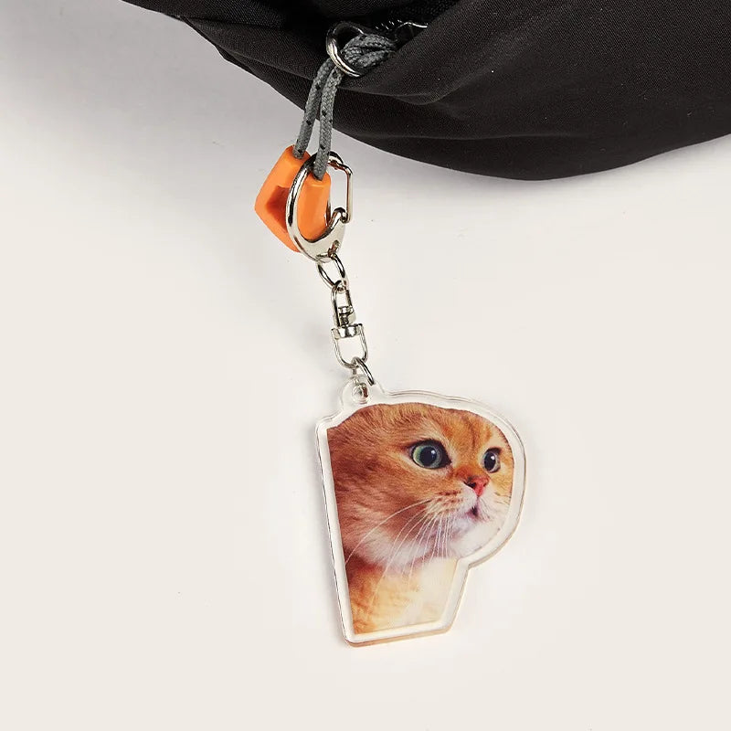 Cute Memes Adorable Funny Cat Keychain Handmade Bag Phone Acrylic Pendant Student Girls Gift For Friends Fahion Jewelry