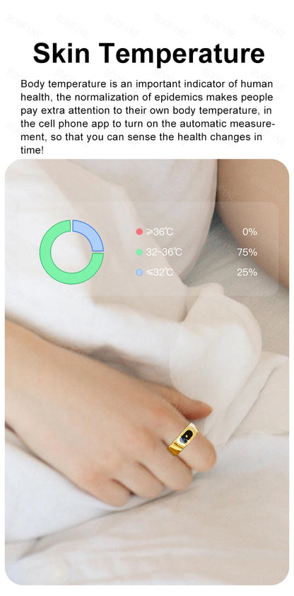 Qring Smart Ring R08 Women's Men Remote Control Electronic Swimming Blood Pressure Monitor Temperature Sleep Tracker Android IOS