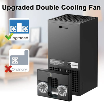 USB Cooling Fan Fit for Xbox Series X Console,  Vertical External Cooler, Ultra-Quiet Fast Cooling System with Dual Fans and 2.0 USB Port